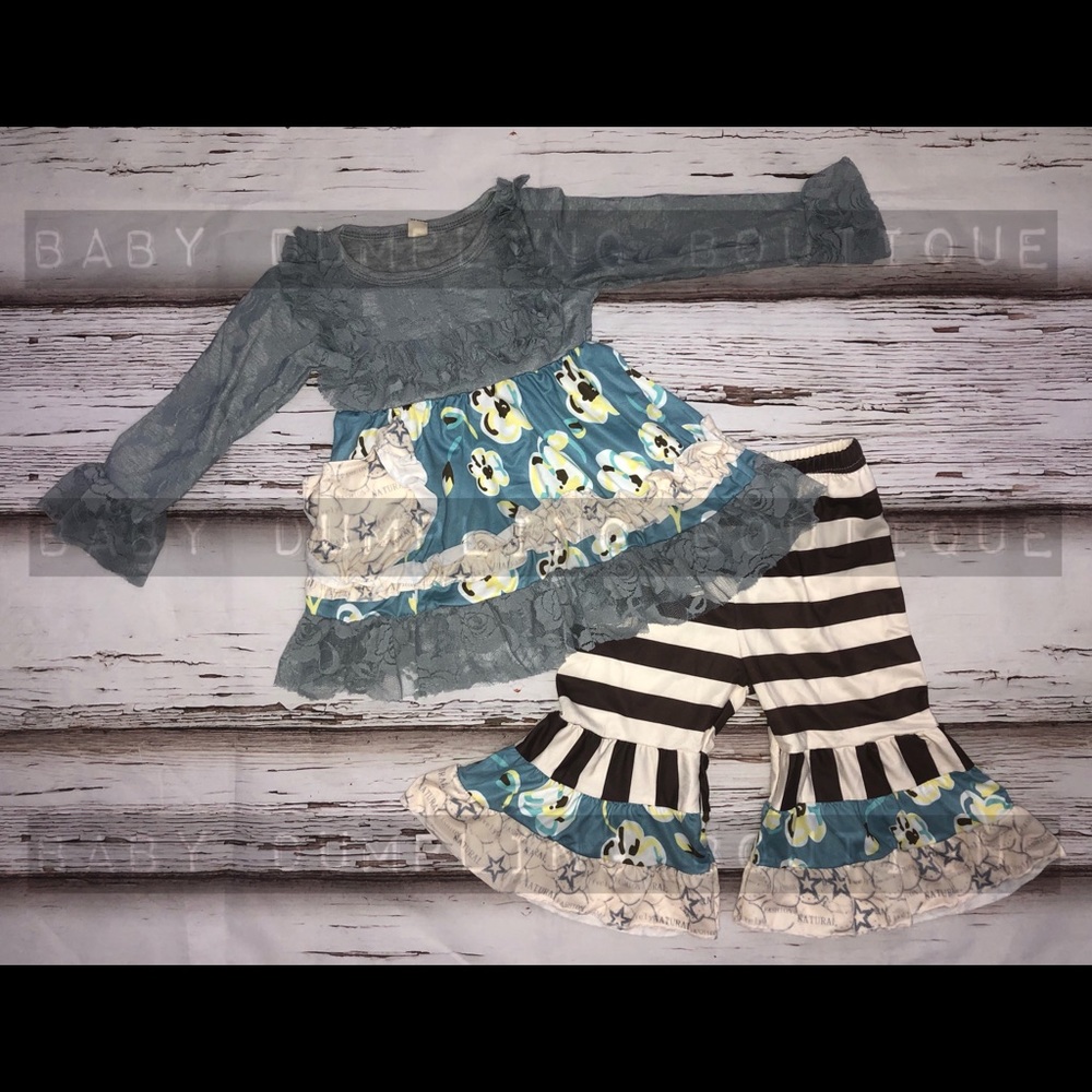 Blue Flowers and Stripes